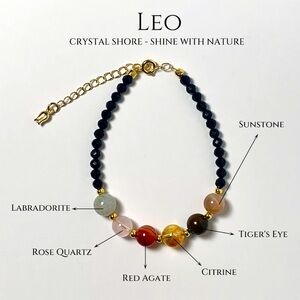 Leo Crystal Bracelet - Handcrafted Natural Crystal 12 Constellation Bracelet